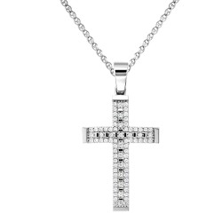 Λευκόχρυσος γυναικείος βαπτιστικός σταυρός Κ14 με αλυσίδα